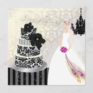 Convites Bolo de Casamento Preto+Branco da PixDezines