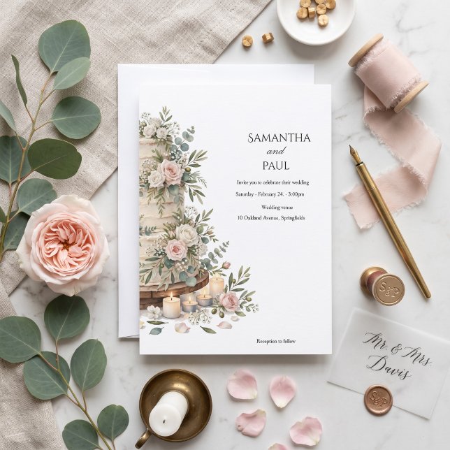 Convites Bolo de casamento rústico  (Criador carregado)