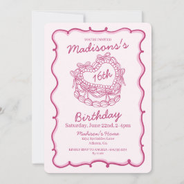 Convites Bolo de Coquetes do Coração 16, doce, Arco rosa, A