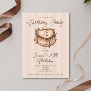 Convites Bolo de Coração de Aniversário Coquette