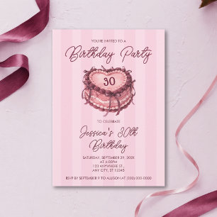 Convites Bolo de Coração de Coquete Aniversário