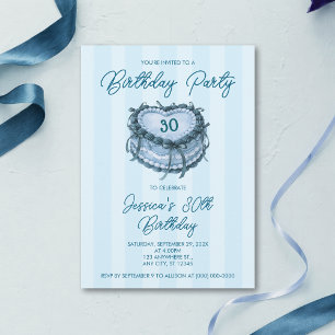 Convites Bolo de Coração de Coquete Aniversário