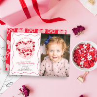 Bolo de Coração Vintage Rosa Menina Foto 2º Aniver