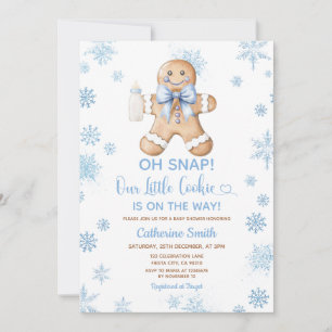 Convites Bolo De Gengibre Azul Natal Bebê Chuvada De Flocos