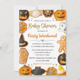Convites Bolo de Halloween com Cookies de Churrasco de Bebê