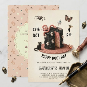 Convites Bolo de Monstro de Halloween Gótico Antigo Anivers