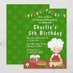 Convites Bolo De Natal Aniversário Loiro Cabelo Menino Conv