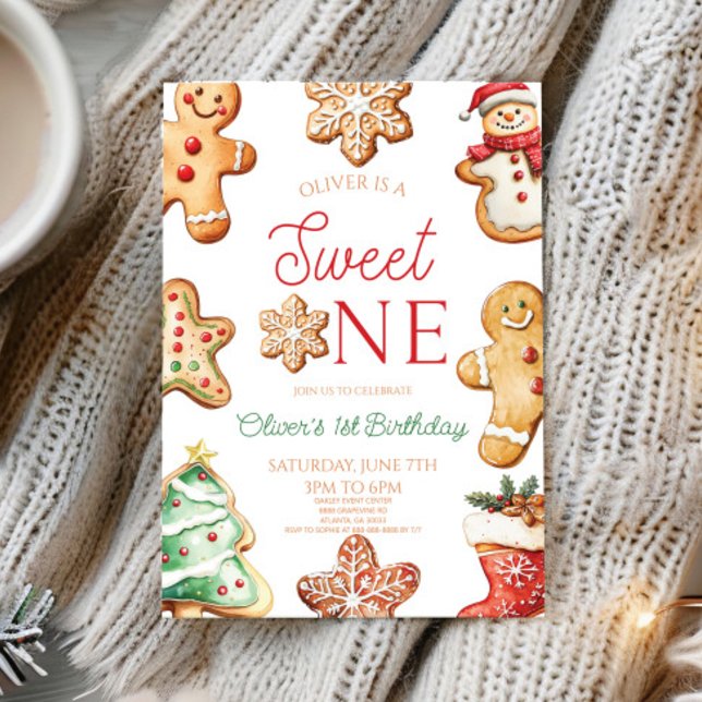 Convites Bolo de Natal de Gingerbread Sweet One Festa de 1º (Criador carregado)