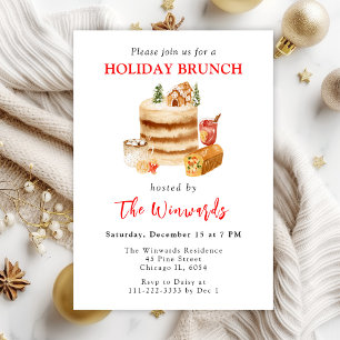 Convites Bolo de Natal e Bebidas Feriado Brunch