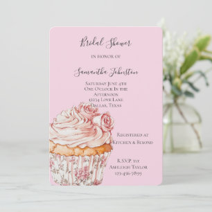 Convites Bolo De Noiva Floral Com Rosas Rosa