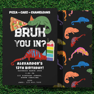 Convites Bolo de Pizza de Aniversário do Bruh Boy com Camal