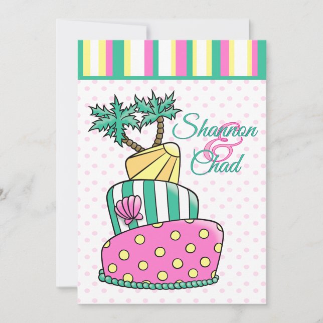 Convites Bolo de Praia Tropical (Frente)