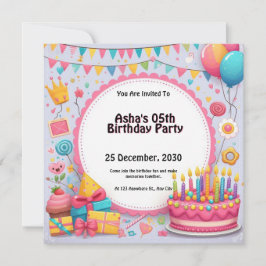 Convites Bolo e Balões de Aniversário Personalizados