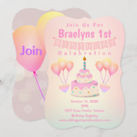 Bolo e Balões de primeiro aniversario Felizes