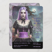 Bolo e Caos, Garota Gótico Roxa Aniversário