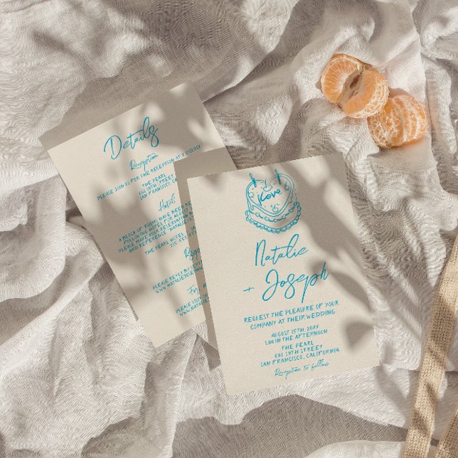 Convites Bolo Escrito Desenhado Na Mão, Tudo Em Um Casament (Criador carregado)