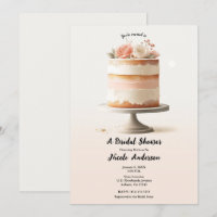 Bolo Floral de Pêssego Tomara que Caia Chá de Noiv