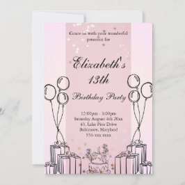 Convites Bolo Gelado Oferece Tema de Aniversário Rosa Monoc