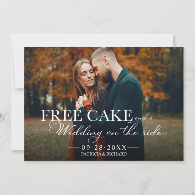 Convites Bolo Grátis Divertido Casamento Salve A Data Foto  (Frente)