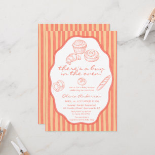 Convites Bolo no forno listras rosa Baby Shower