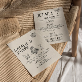 Convites Bolo Portátil Ilustrado, Tudo Em Um Casamento