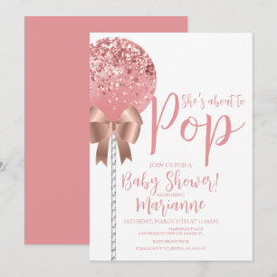 Convites Bolo Rose Gold About to Pop Baby Shower