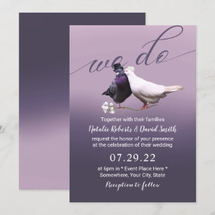 Convites Bolo Roxo Elegante Nós Casamos De Aves