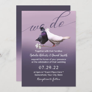Convites Bolo Roxo Elegante Nós Fazemos Casamento De Aves