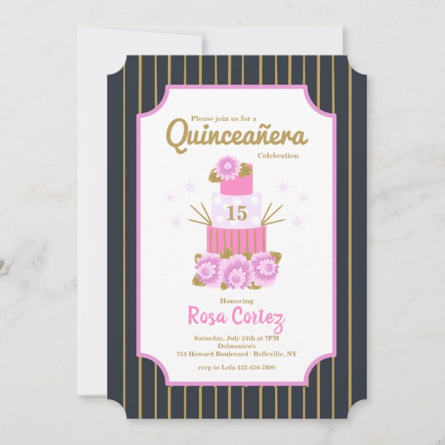Convites Bolo Salgado Quinceañera (Frente)