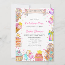 Bolo Sweet One, Tema Balão Menina 1º Aniversário