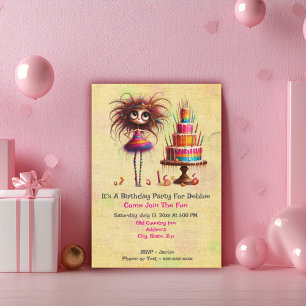 Convites Bolo Wonky Garota de aniversário
