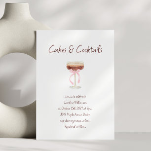 Convites Bolos Coquetéis Espresso Martini Laço Rosa Festa