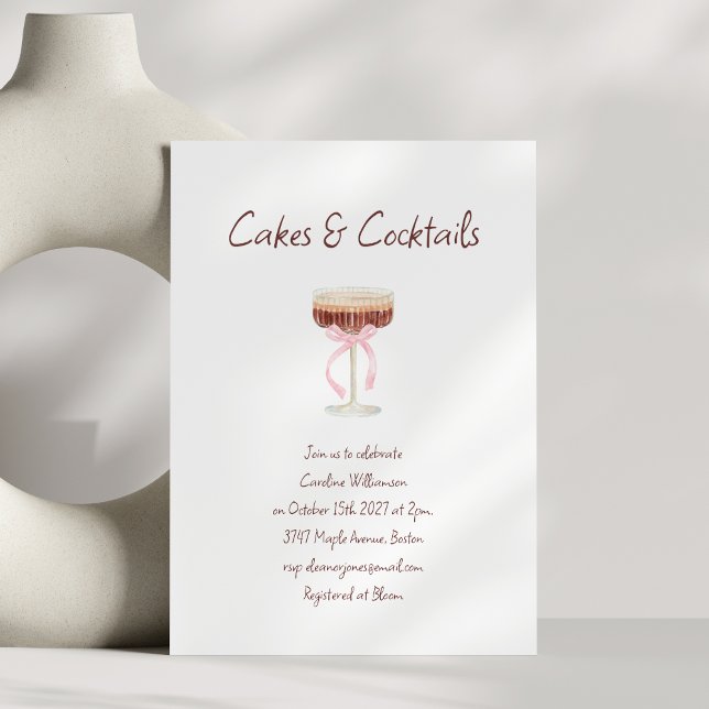 Convites Bolos Coquetéis Martini de Espresso Laço Rosa Fest (Criador carregado)