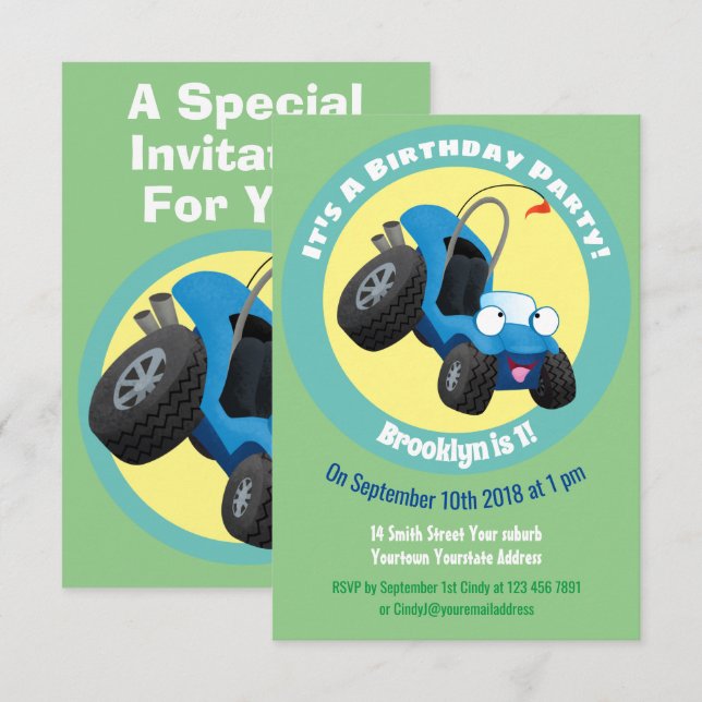 Convites Bolota de dunas em forma de guincho do veículo rod (Frente/Verso)