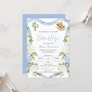 Convites Bolsa azul de batismo