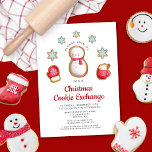 Convites Bolsa de Biscoito de Natal do Bonito Red Snowman<br><div class="desc">Convite Personalizado para Troca de Biscoitos de Natal de Bonito Vermelho Snowman.</div>