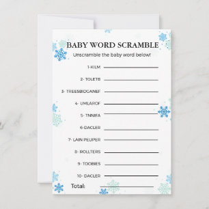 Convites Bolsa de chá de fraldas do Winter Baby word scramb