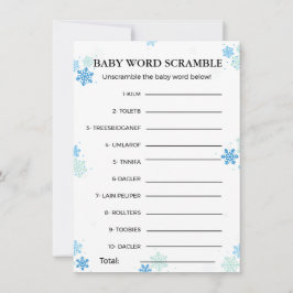 Convites Bolsa de chá de fraldas do Winter Baby word scramb