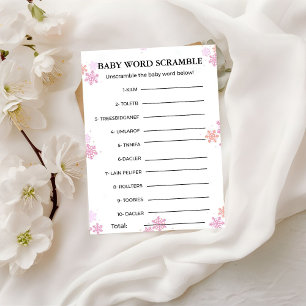 Convites Bolsa de chá de fraldas do Winter Baby word scramb