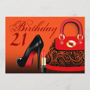 Convites Bolsa de Luxo, Saltos Altos e Lábios Vermelhos Ani