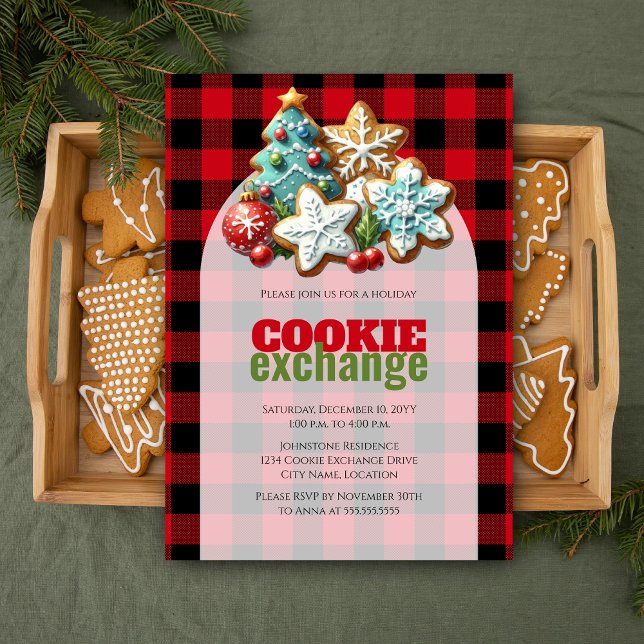 Convites Bolsa de Natal de Férias (Christmas holiday cookie exchange customizable invitation)