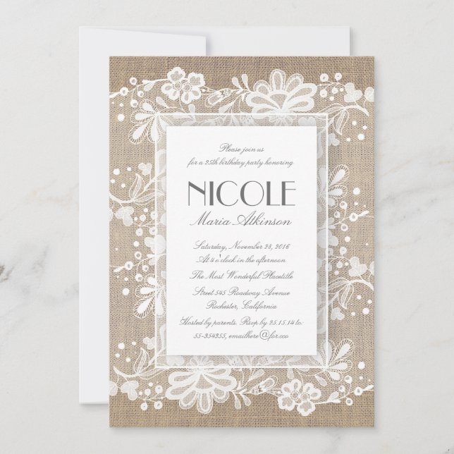 Convites Bolsa mensageifesta de aniversario elegante Floral (Frente)