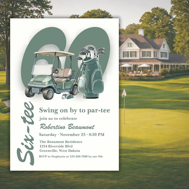 Convites Bolsas de Golfe Verde Clássico para 60º Aniversári (Criador carregado)