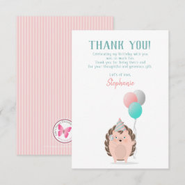 Convites Bom aniversário de Hedgehog Obrigado