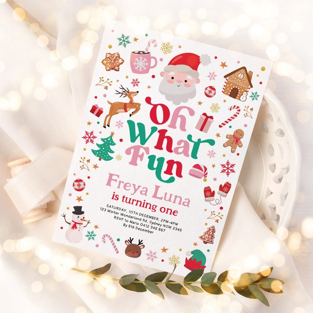 Convites Bom aniversário de Natal Oh Que Garota Divertida A (Criador carregado)