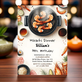 Convites Bom Churrasco de Chef Japonês Sushi Hibachi 50º an