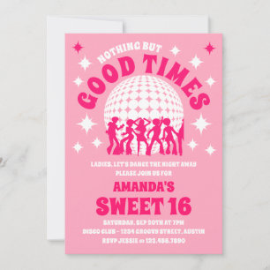 Convites Bom Tempos Groovy Pink Doce 16 Festa