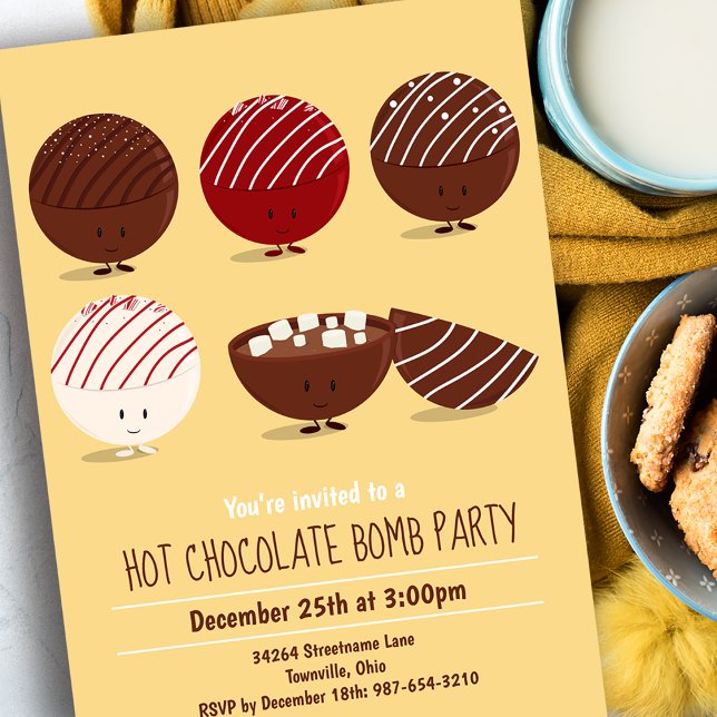 Convites Bomba de chocolate quente divertida (Have a fun and delicious hot chocolate bomb party this holiday season!)