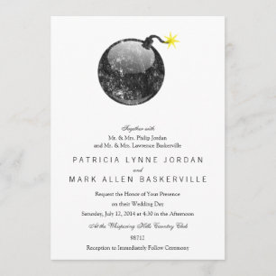 Convites Bomba de estilos de impressão em letras de desenh