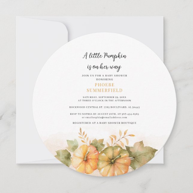 Convites Bombas de abóbora Chá de fraldas Folhas de ferruge (Frente)